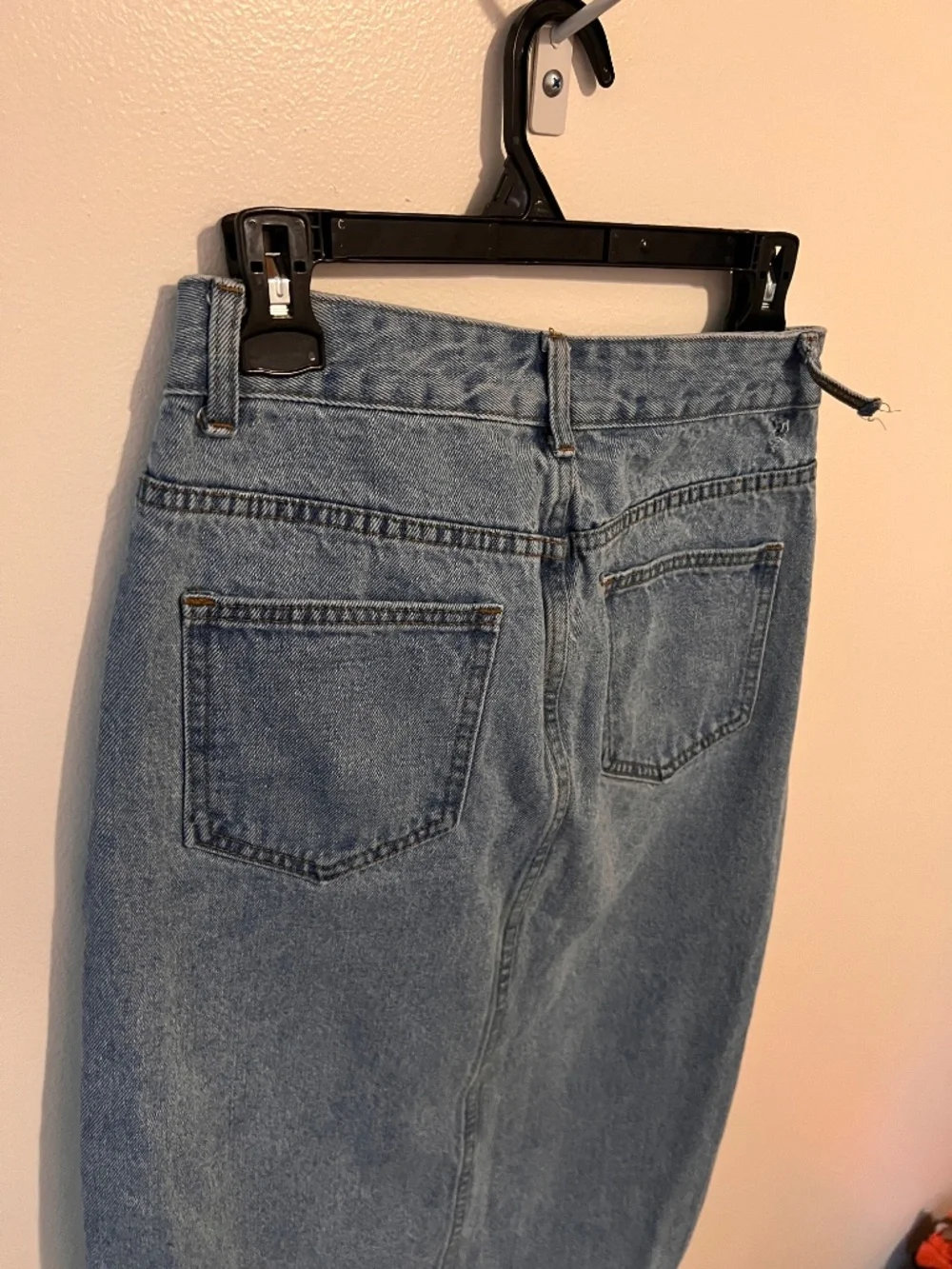 Denim Midi Skirt with Front Slit and V Waist | Size S